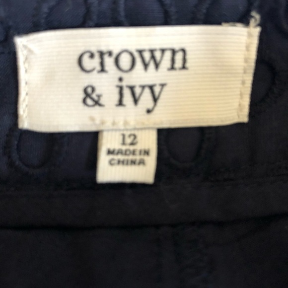 Crown & Ivy Navy Blue Eyelet Cotton Pants Size 12 - Picture 7 of 8